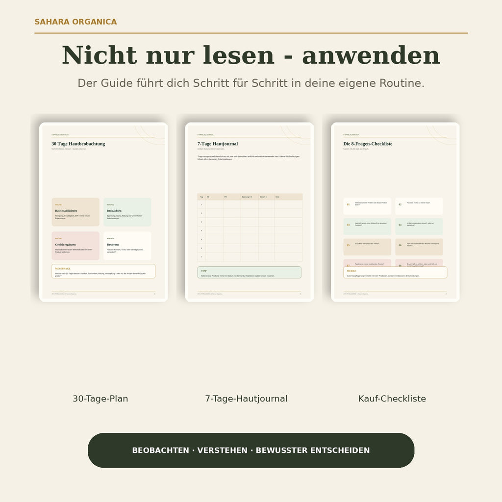 30-Tage-Plan, Hautjournal und Kauf-Checkliste im SKIN INTELLIGENCE Guide